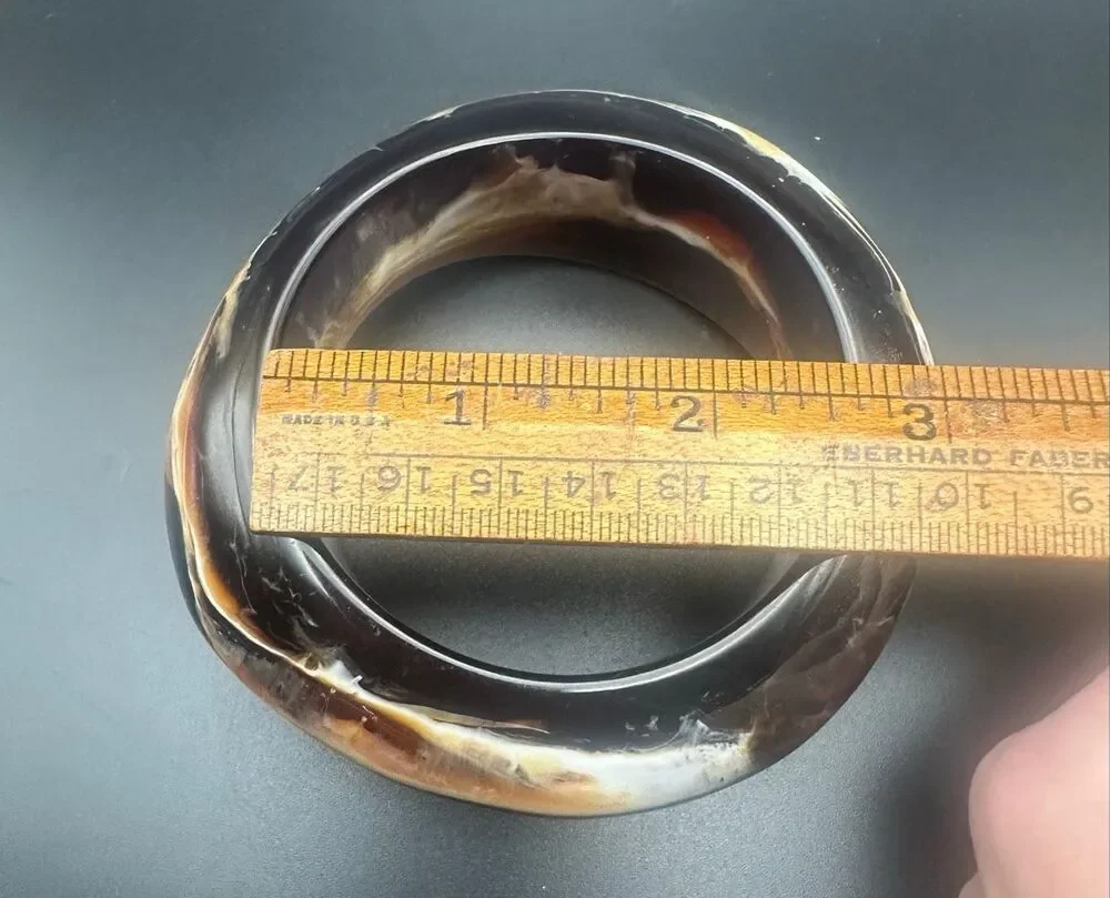 Vintage Marbled Lucite Brown Cream Bangle Bracelet tortoise shell amber